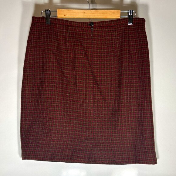 Harve Bernard SZ 14 Vintage Wool Plaid Pencil Skirt Career Academia Old Money - Picture 5 of 8
